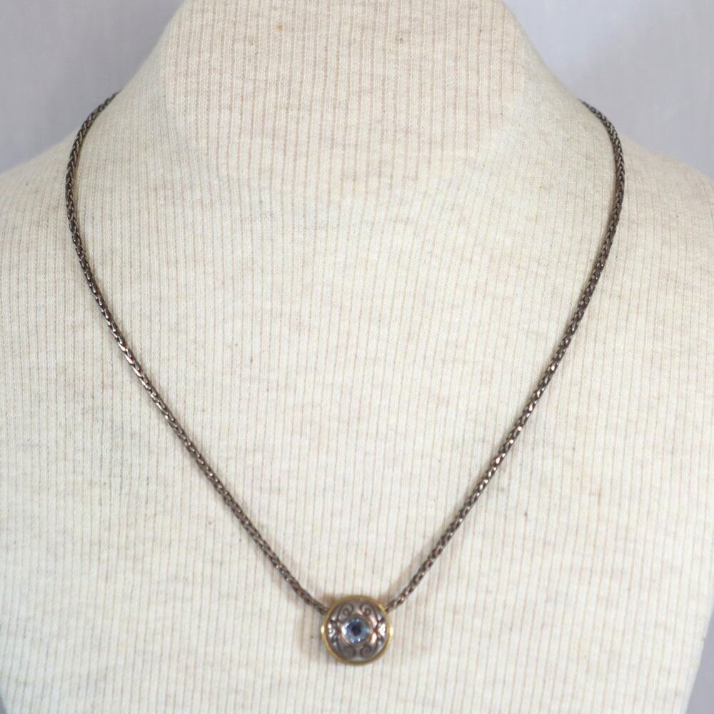 💎Brighton Celestial Necklace Silver Plated Circular Blue Stone Engraved Pendant